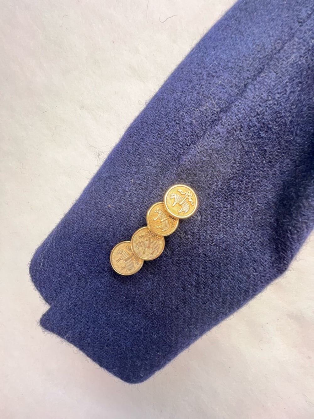 346 Brooks Brothers Womens Wool Striped Trim Blazer Jacket Navy Red Size 4 P - Picture 6 of 15